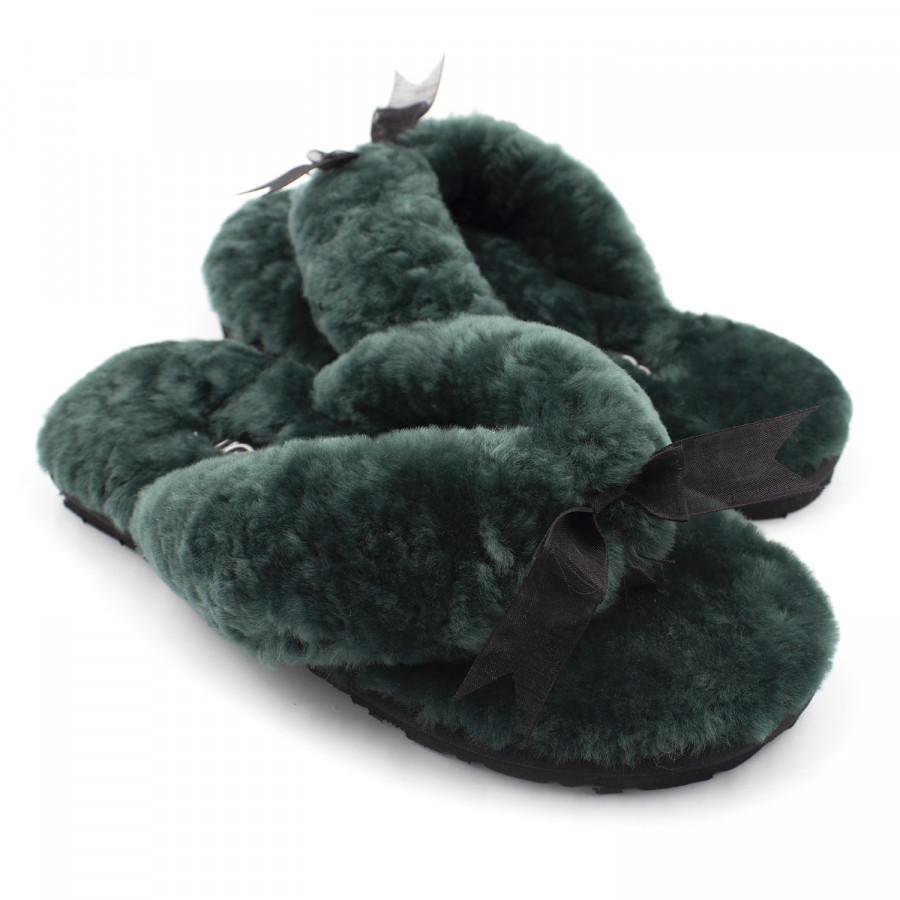 Женские UGG Fluff Flip Flop II Dark Green