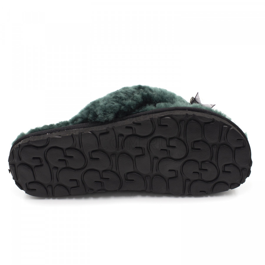 Женские UGG Fluff Flip Flop II Dark Green