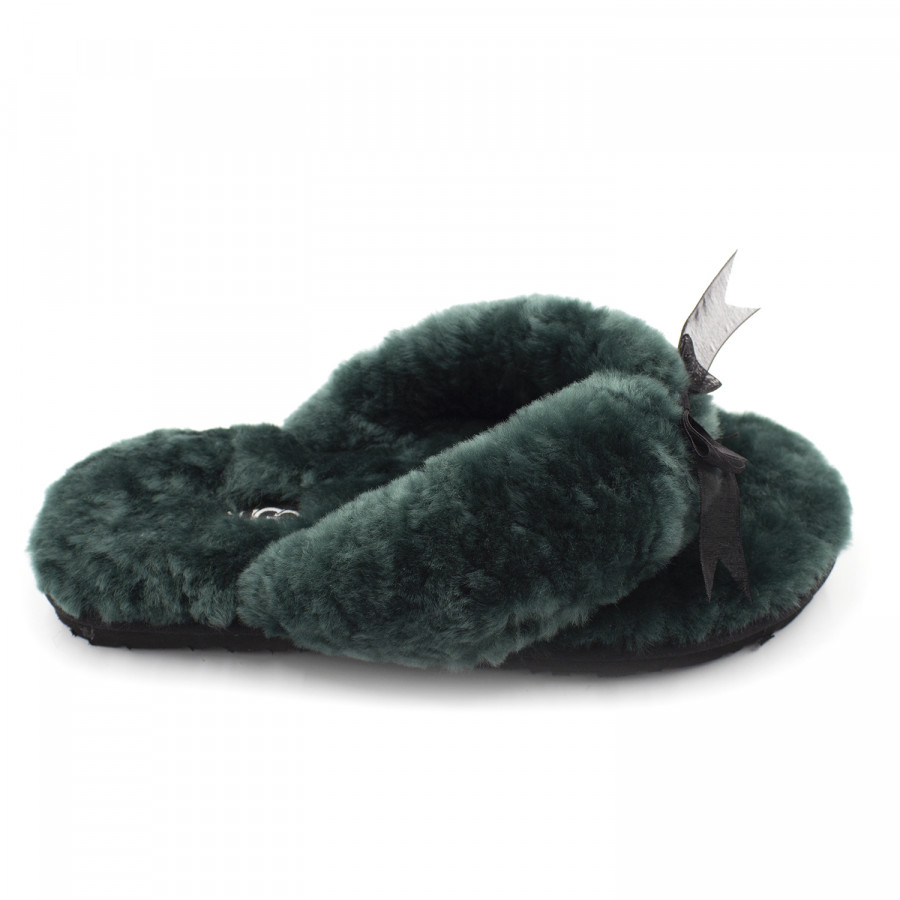 Женские UGG Fluff Flip Flop II Dark Green