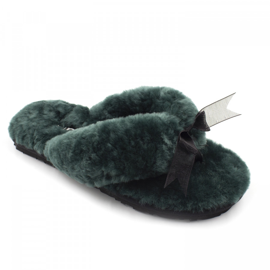 Женские UGG Fluff Flip Flop II Dark Green