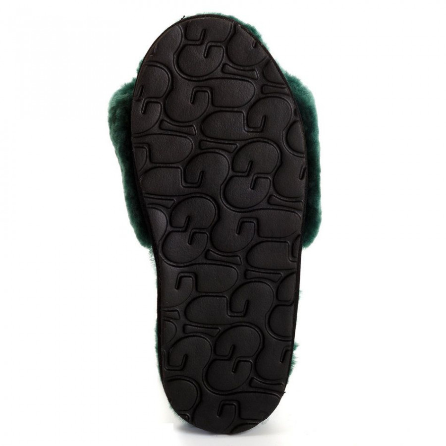 Женские UGG Fluff Slide Slippers Dark Green
