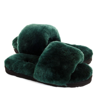 UGG Fluff Slide Slippers Dark Green