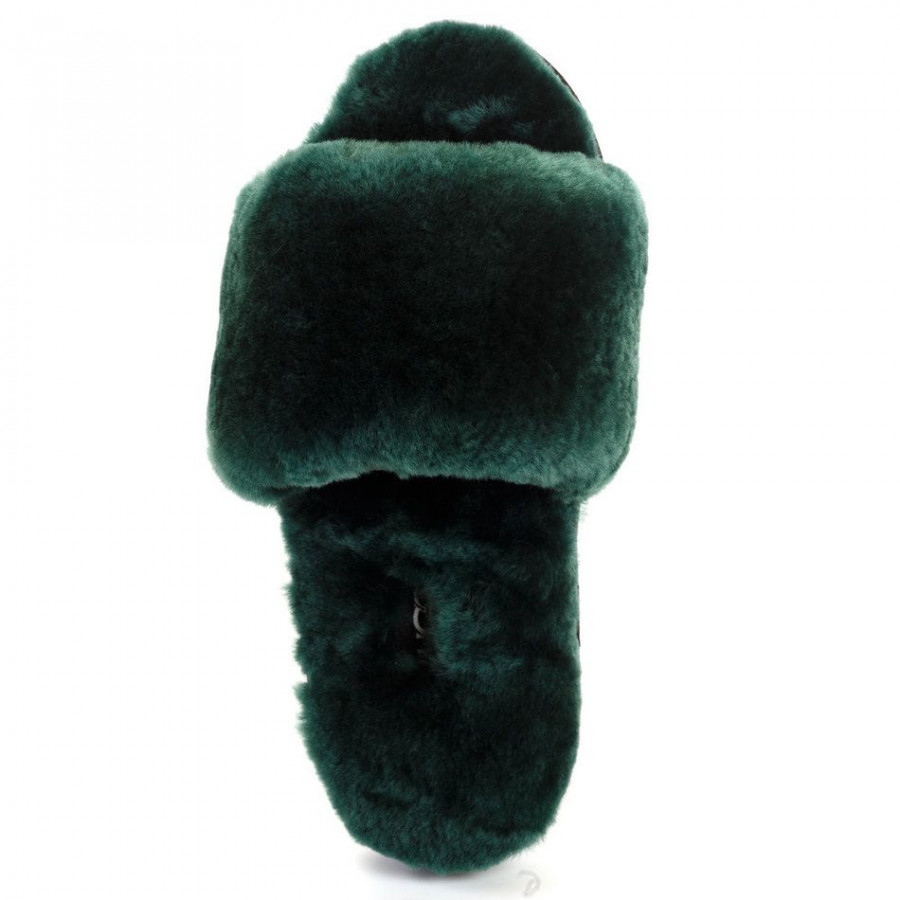 Женские UGG Fluff Slide Slippers Dark Green