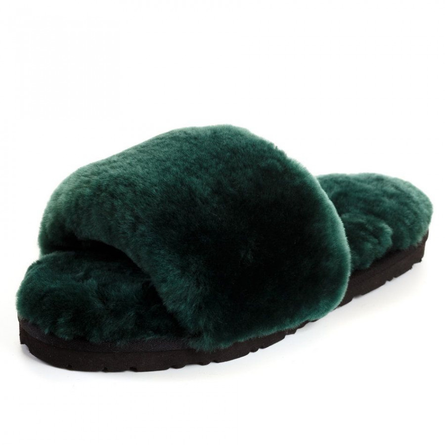 Женские UGG Fluff Slide Slippers Dark Green