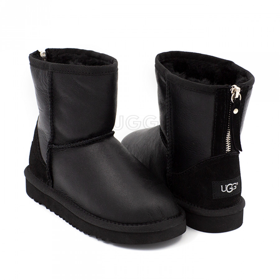 Детские UGG Kids Classic Short Zip Metallic Black