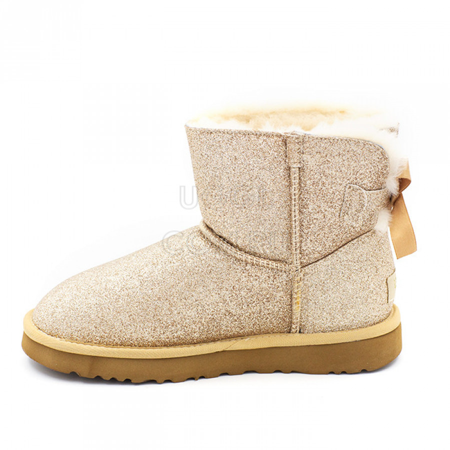Женские UGG Mini Bailey Bow Sparkle Gold