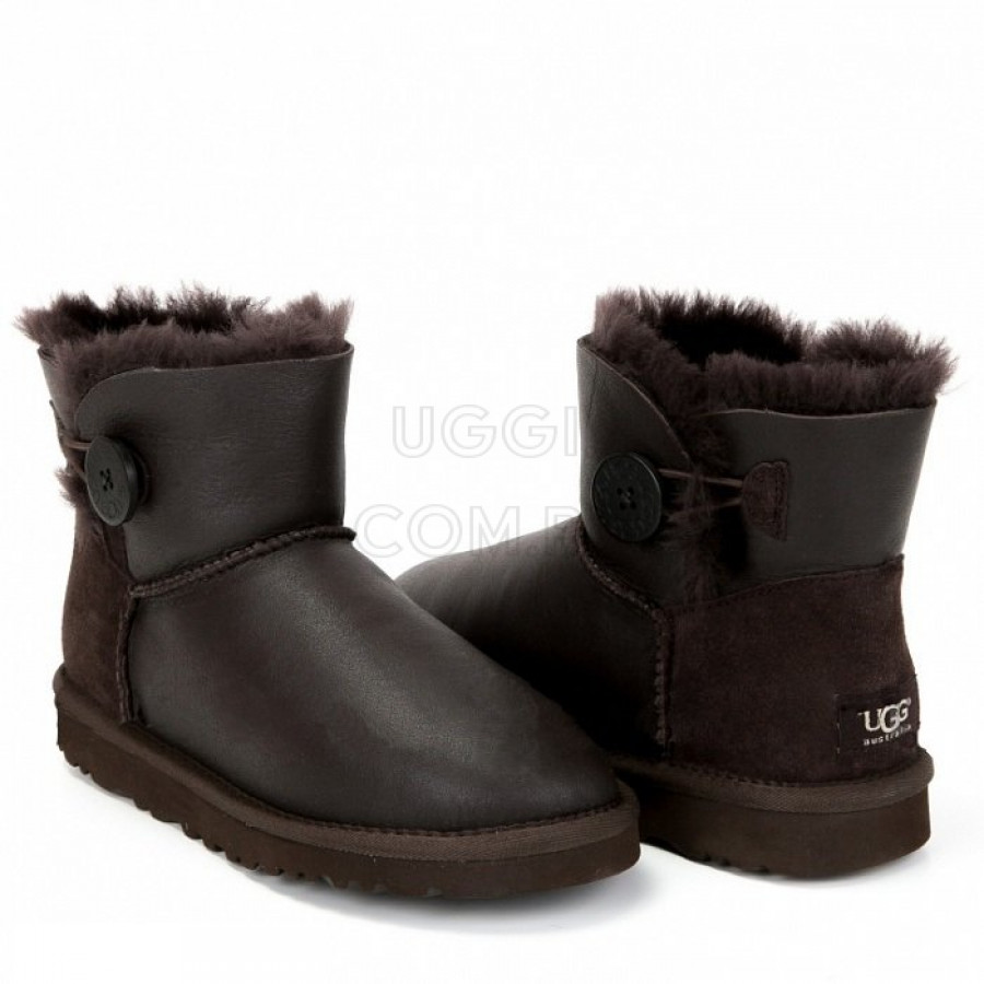 Женские UGG Mini Bailey Button Metallic Chocolate