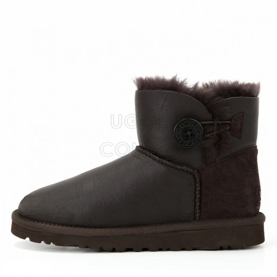 Женские UGG Mini Bailey Button Metallic Chocolate