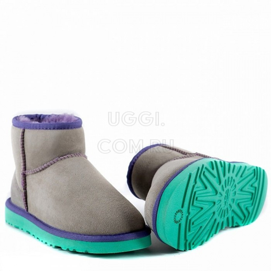 Женские UGG Classic Mini II Grey-Aqua