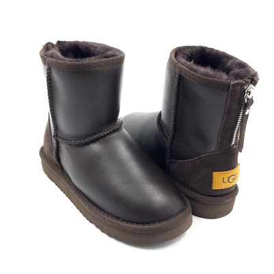 UGG Kids Classic Short Zip Metallic Chocolate