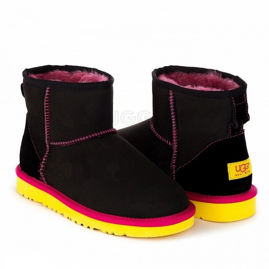 Женские UGG Classic Mini II Black-Yellow