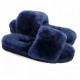 Fluff Slide Slippers Navy