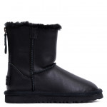 UGG Kids Classic Short Zip Leather Black