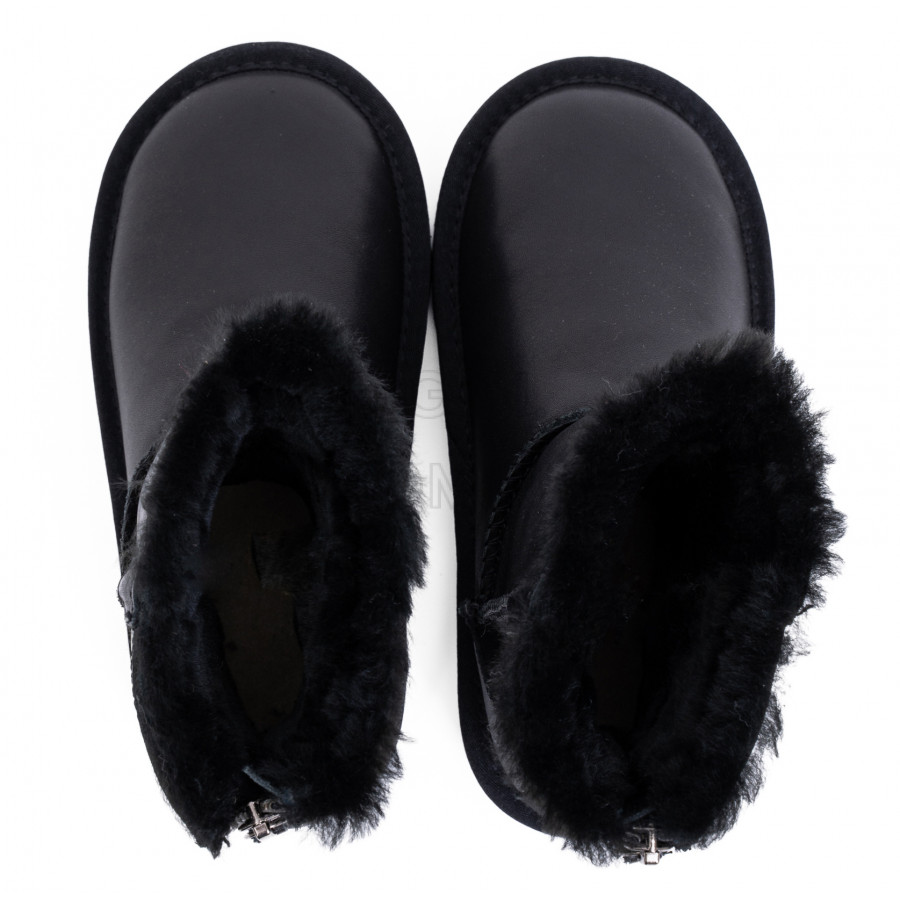Детские UGG Kids Classic Short Zip Leather Black