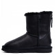 Детские UGG Kids Classic Short Zip Leather Black