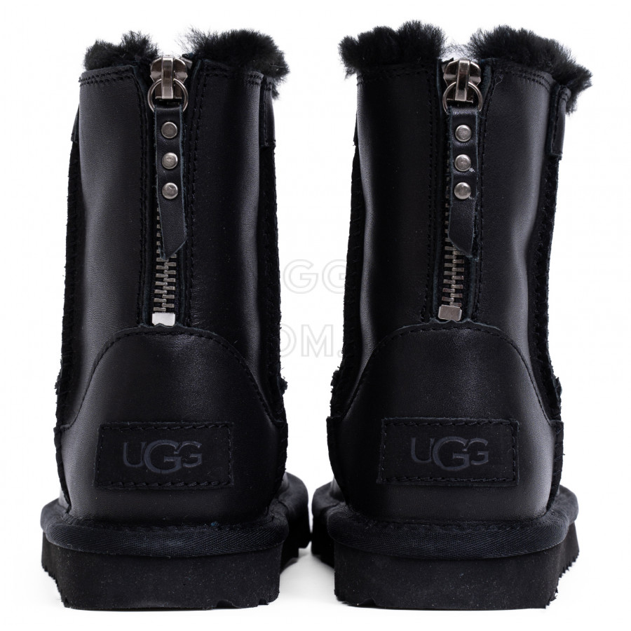 Детские UGG Kids Classic Short Zip Leather Black
