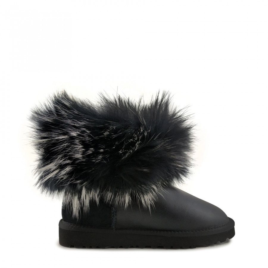 Женские UGG Mini Fox Fur Ultra Metallic Black