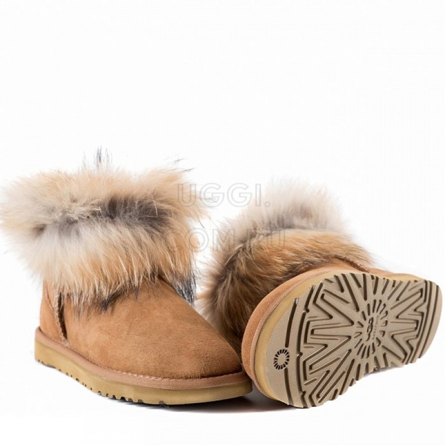 Женские UGG Mini Fox Fur Chestnut