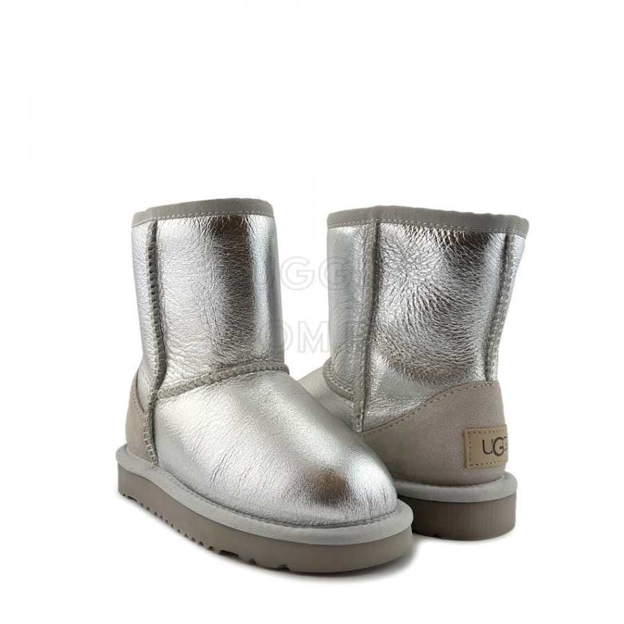 Детские UGG Kids Classic Short Metallic Silver