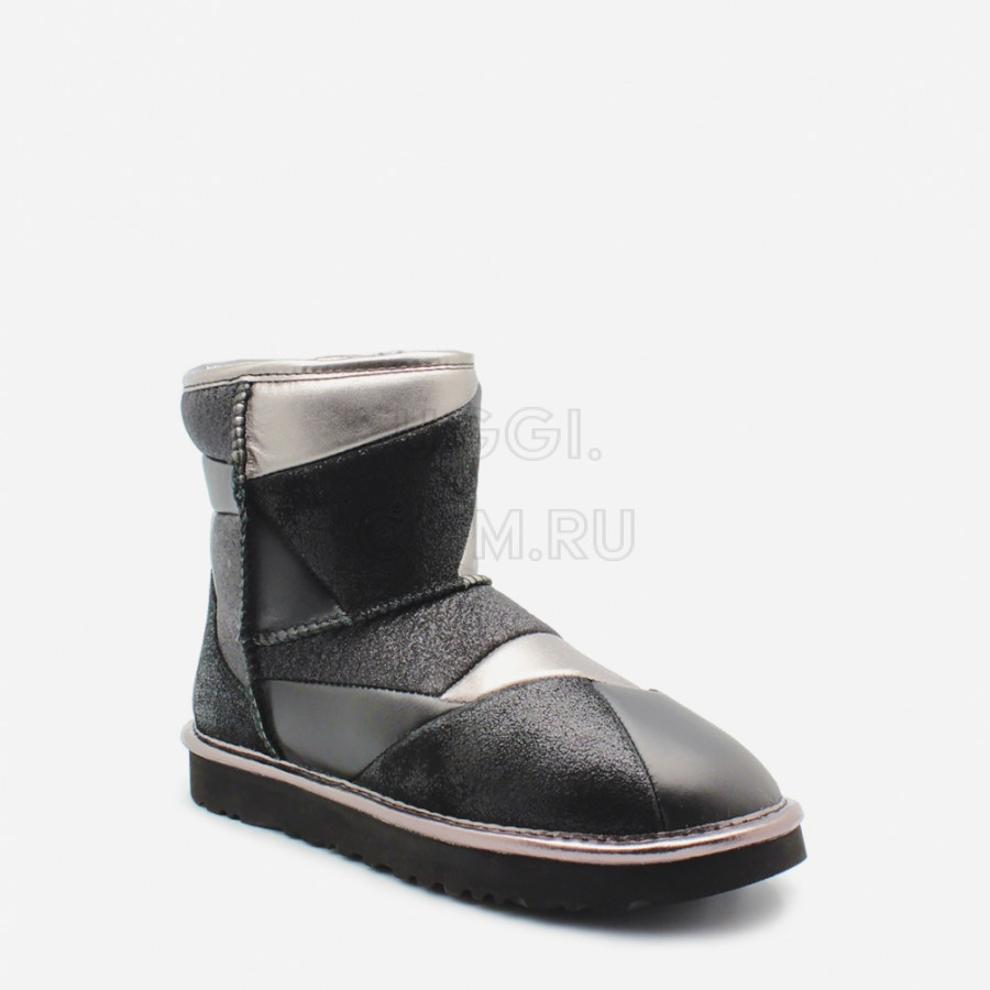 Женские UGG Classic Mini Glitter Patchwork Boot Black