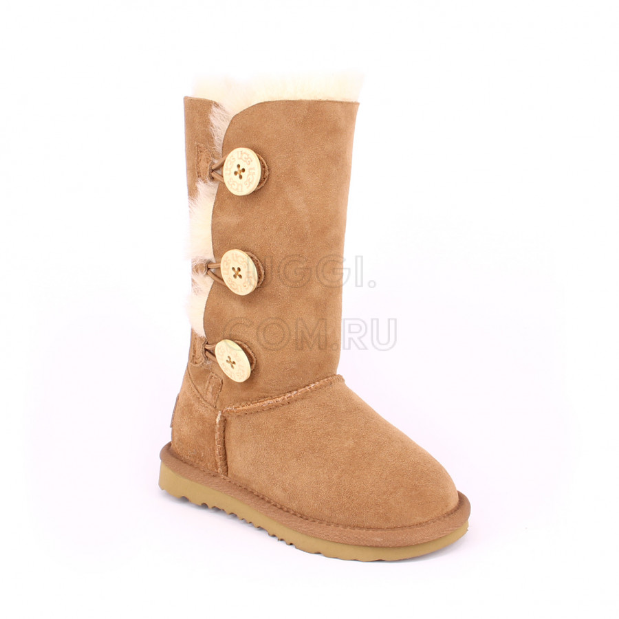 Детские UGG Kids Bailey Button II Triplet Chestnut