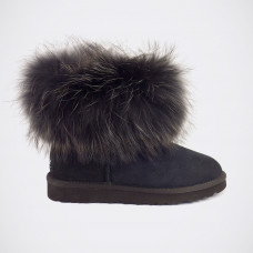 UGG Mini Fox Fur Ultra Total Black