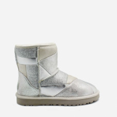UGG Classic Mini Glitter Patchwork Boot Silver
