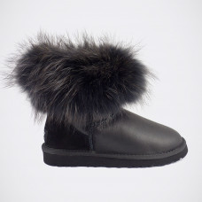 UGG Mini Fox Fur Ultra Metallic Total Black