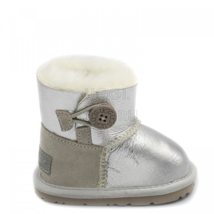 Детские UGG Baby Bailey Button Metallic Silver