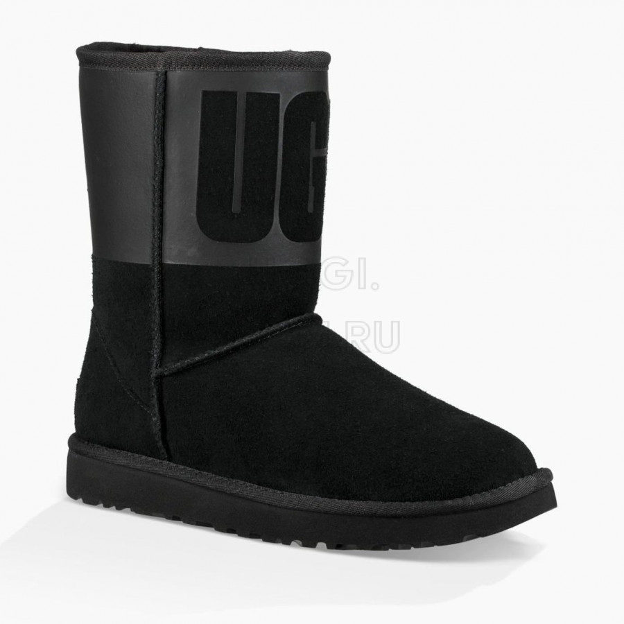 Женские UGG Classic Short Rubber Boot Black