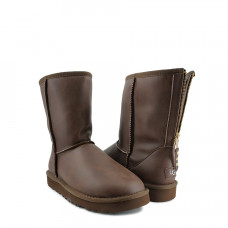 UGG Mens Classic Short Zip Rock Leather Chocolate