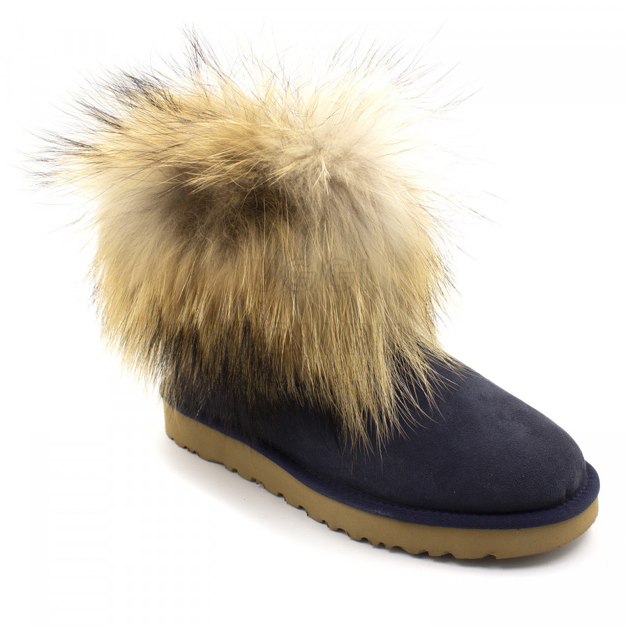 Женские UGG Mini Fox Fur Navy
