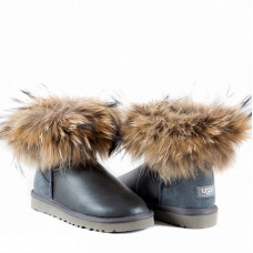 UGG Mini Fox Fur Metallic Grey