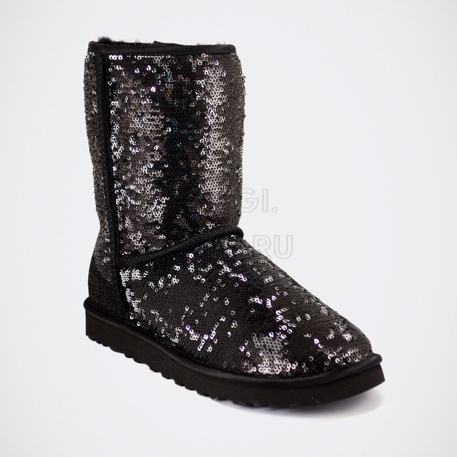 Женские UGG Classic Short Sparkles Camo Black-Silver
