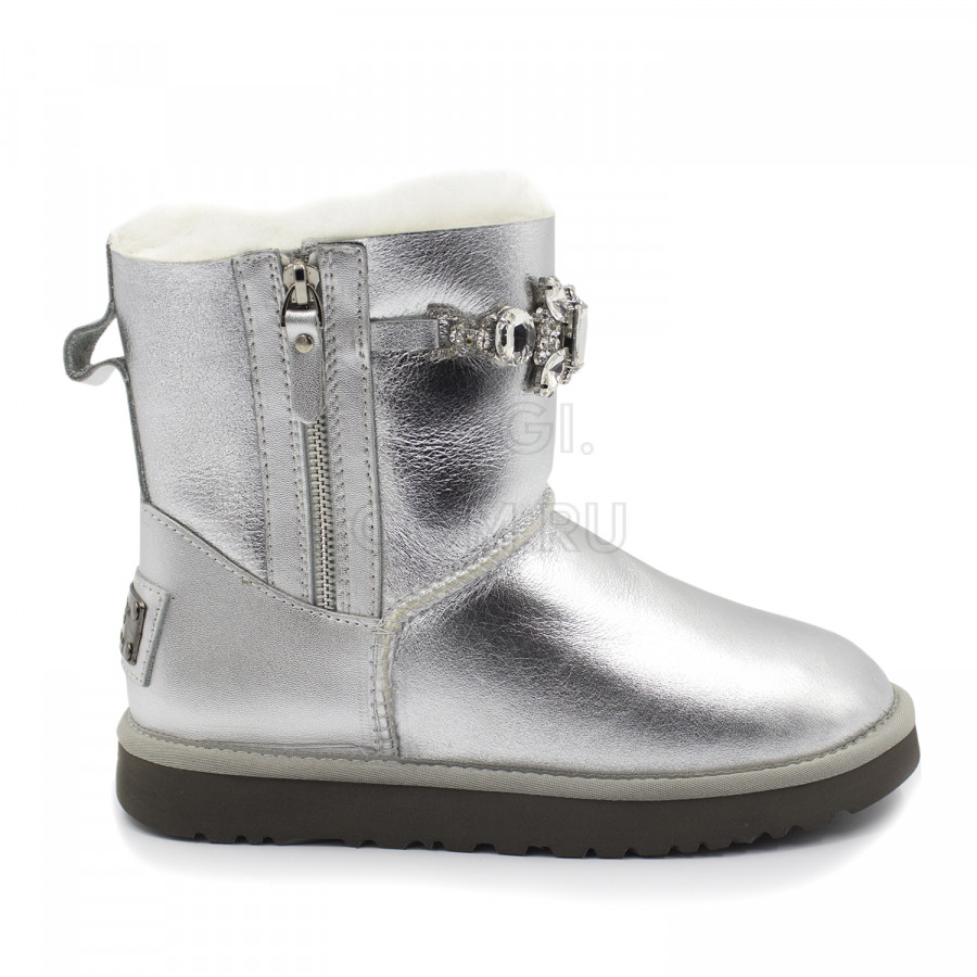 Женские UGG Double Zip Gretta Metallic Silver