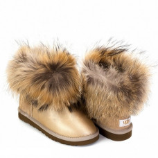 UGG Mini Fox Fur Metallic Sand
