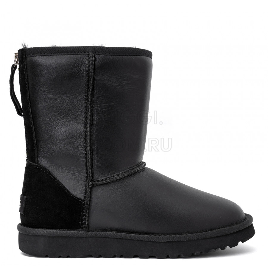 Женские UGG Classic Short Zip Metallic Black