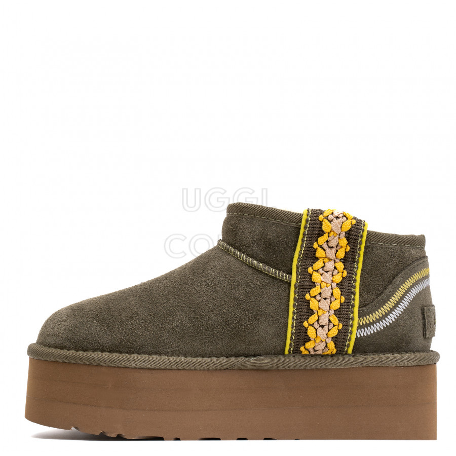 Женские UGG Classic Ultra Mini Braid Platform Burnt Olive