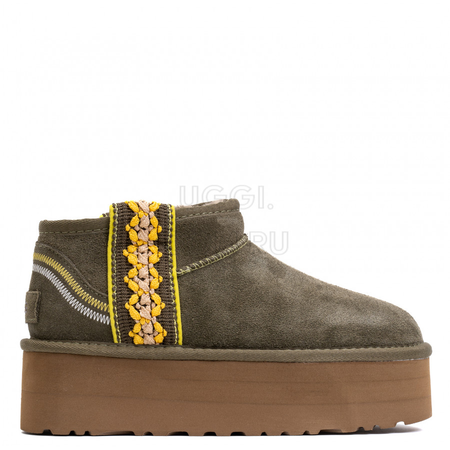 Женские UGG Classic Ultra Mini Braid Platform Burnt Olive