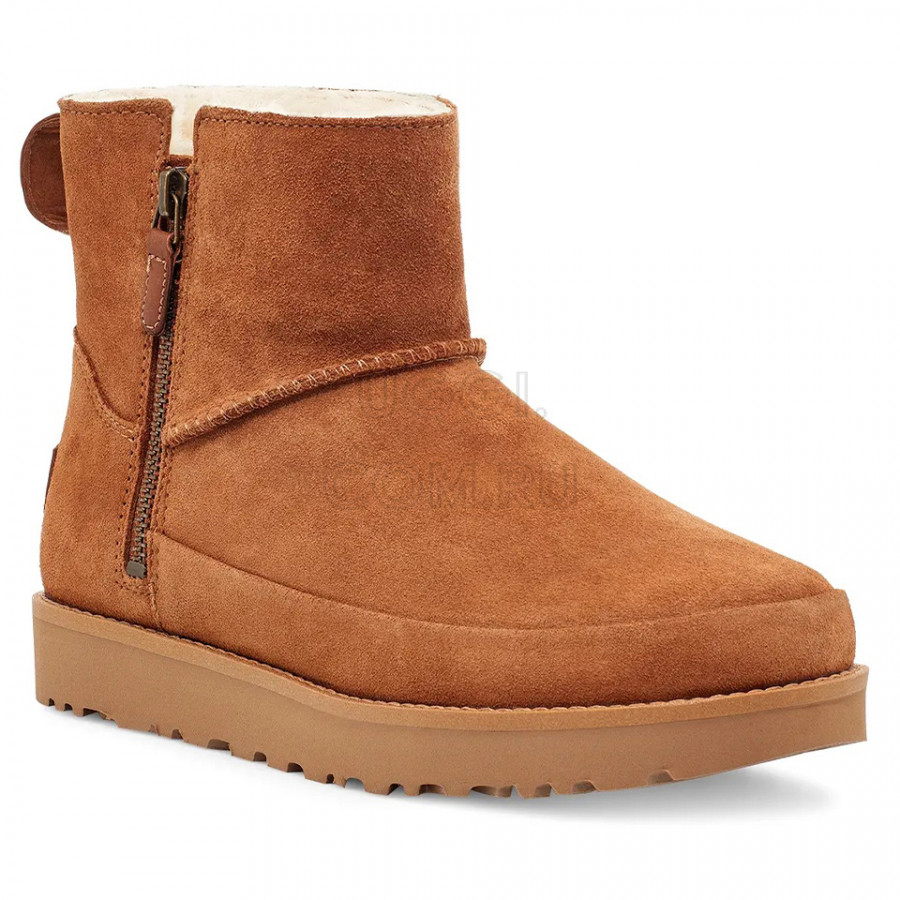 Женские UGG Classic Zip Mini Suede Chestnut