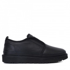 Mens Slippers Flex Leather Black