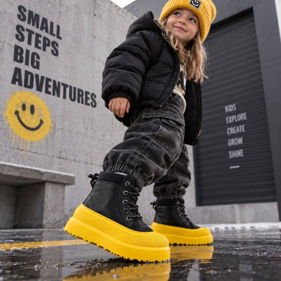 Детские UGG Kids Neumel Hybrid Leather Black/Summer Wheat
